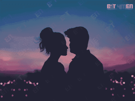 Hai người chuẩn bị hôn nhau dưới trời tối